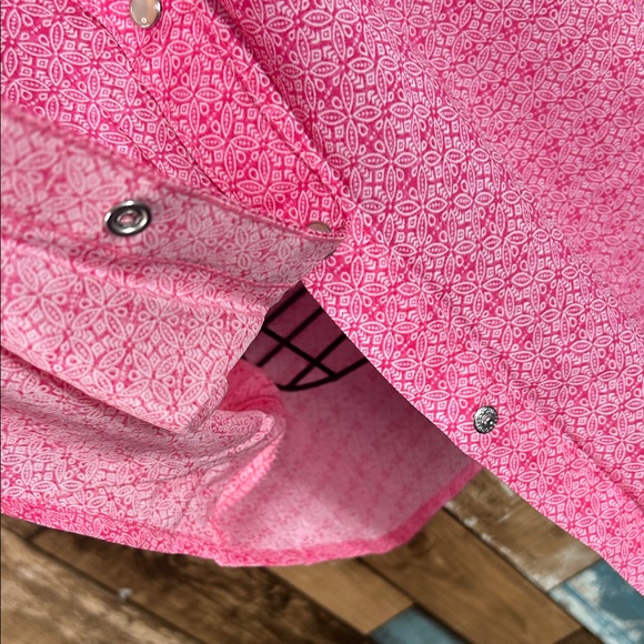 Wrangler Pink Patterned snap button Short Sleeve button down Shirt - Picture 10 of 14